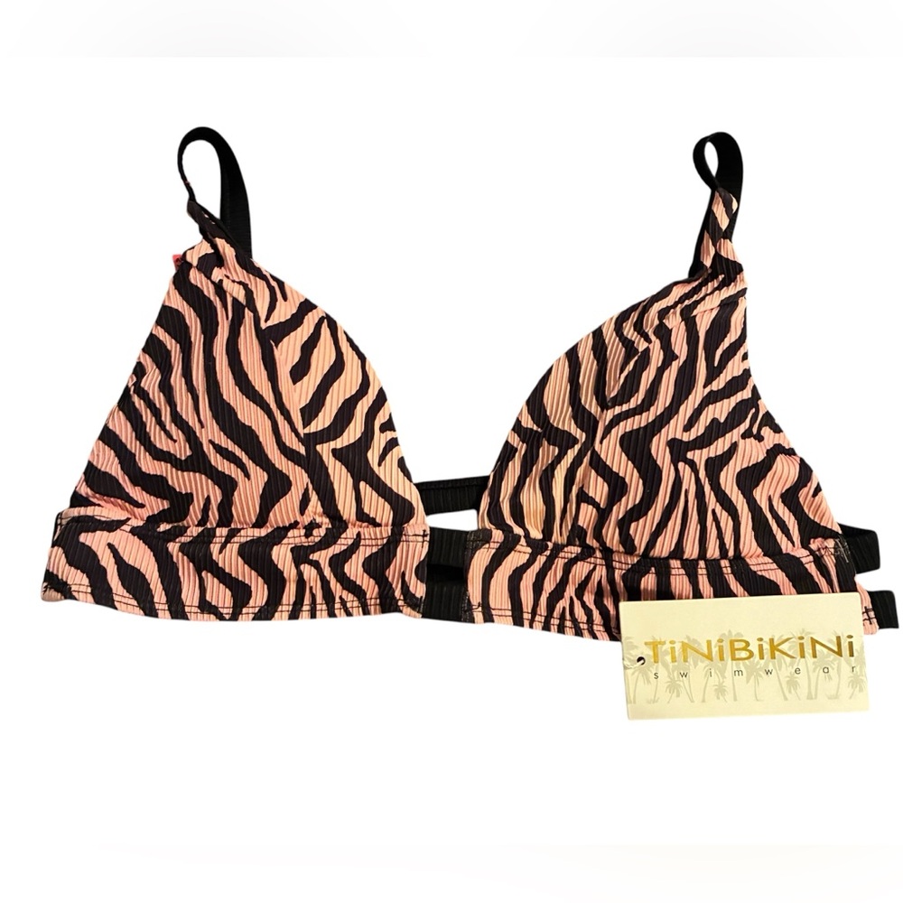 NWT TINIBIKINI BLACK & PINK ANIMAL PRINT BIKINI TOP SIZE XL